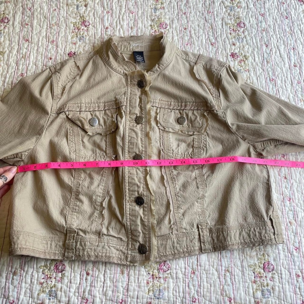 Y2k vintage Americana Venetia cream cropped button up jacket - Picture 6 of 7